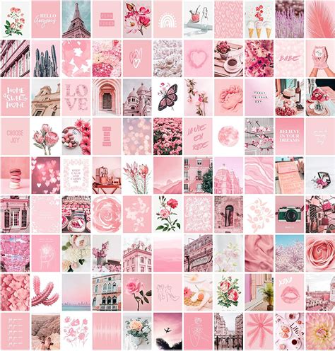 Pink Aesthetic Wall Collage Kit 100 Set 4x6 Inch