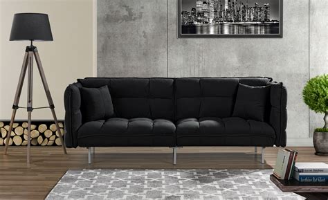 Plush Tufted Velvet Sleeper Sofa Black