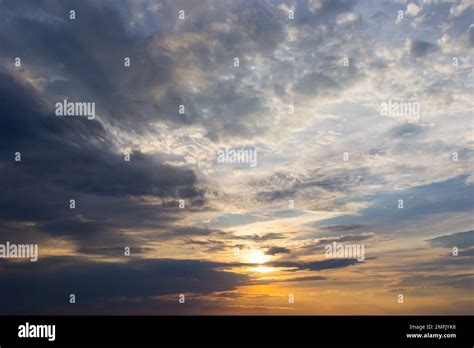 Sunset Sky With Multicolor Clouds Dramatic Twilight Sky Background