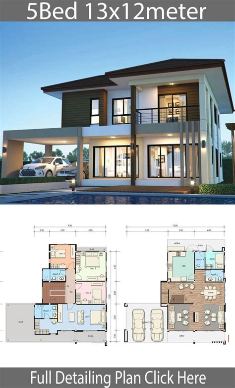 Haus Design Plan 13x12m Mit 5 Schlafzimmer Home Design With Plansearch