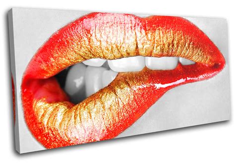 Biting Lips Erotic Sexy Sensual Fashion Single Canvas Wall Art Picture