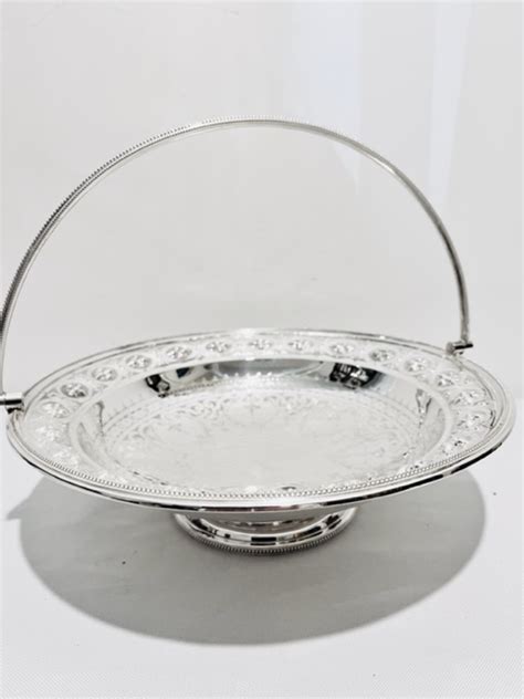 Round Antique Silver Plated Swing Handle Basket Honey Tilley Antiques