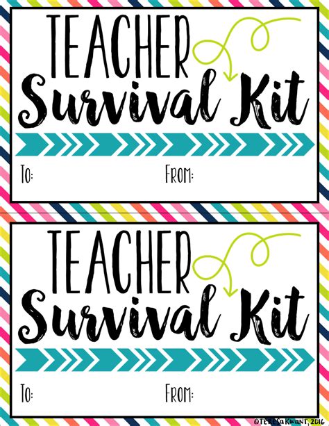 Teacher Survival Kit Printable Tag Free