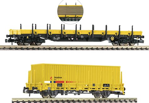 Fleischmann 880908 2 Piece Set Stake Wagons Strukton Rail