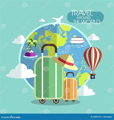 Flat Design For Travel Around The World Concept Stock Vector