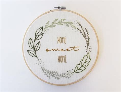 I even got as far as picking out threads and colors, but i've never actually gotten to the embroidery. Home Sweet Home hand embroidery pattern - Floral wreath ...