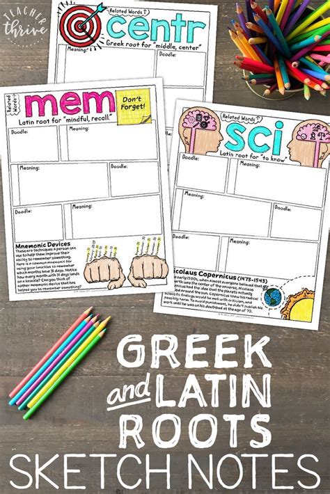 Greek And Latin Roots Sketch Notes Book 1 Teacher Thrive Latin
