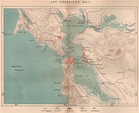 San Francisco Bay California 1885 Old Antique Vintage Map Plan Chart
