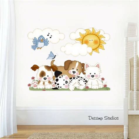 Puppy Dog Decals Kids Room Wall Art Stickers Baby Girl Boy Nursery