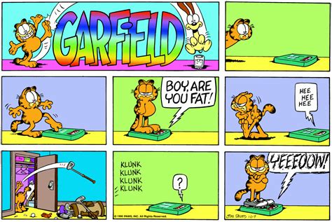 Garfield Daily Comic Strip On October 7th 1990 Garfield Comics