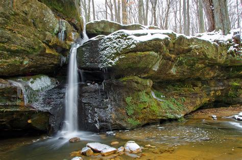 Winter At Affelder Falls Cleveland Metroparks Ohio Photograph By Ina