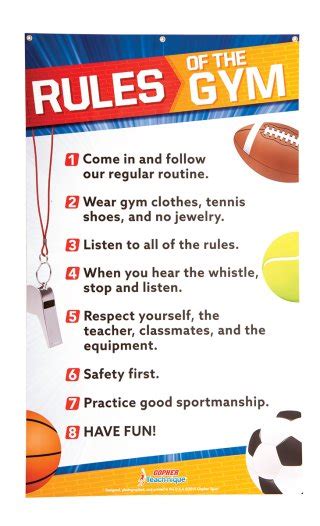 Teach Nique Rules Of The Gym Banners Gopher Sport