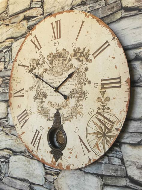 Extra Large Antique French Vintage Style Wall Clock Amazing Grace