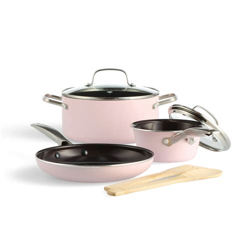 Blue Diamond Ceramic Nonstick 7pc Pots And Pans Cookware Set Pink