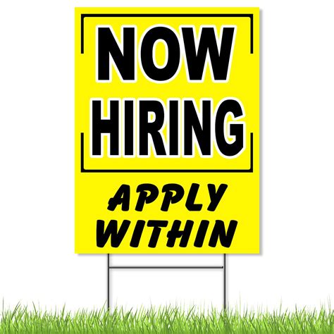 Buy Now Hiring Sign 16 Inch X 12 Inch Plastic Yard Sign Help Wanted Sign Now Hiring Signs