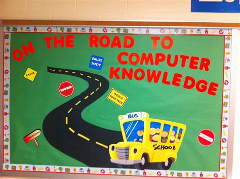 Ideas for computer lab design and arrangement are also included to support computer instruction and computer lab management. Elementary computer lab bulletin board | Computers in the ...