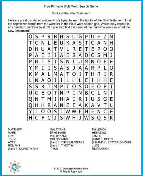 Bible Word Search Printable For Children