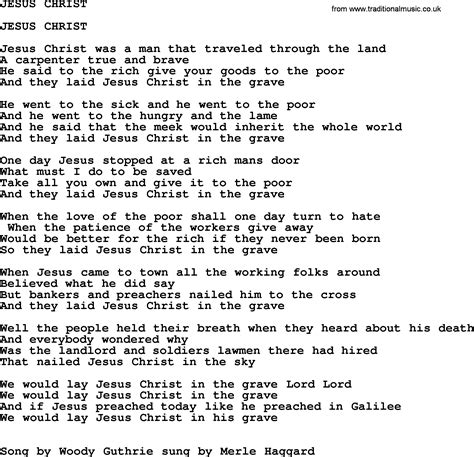 Jesus Christ By Merle Haggard Lyrics