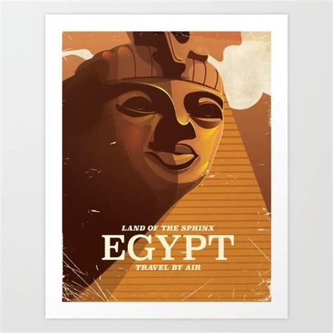 An Egyptian Poster With The Title Land Of The Sphinx Egypt By Air