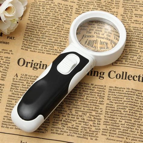 2led Handheld Illuminated Magnifier Abs Reading Magnifying Glass Aid