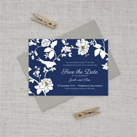 Navy Blue And Crisp White Save The Date Garden Wedding Garden Wedding