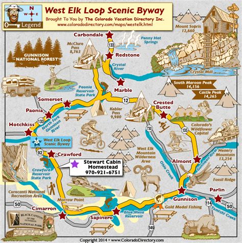 West Elk Loop Scenic Byway Map Colorado Vacation Directory Scenic