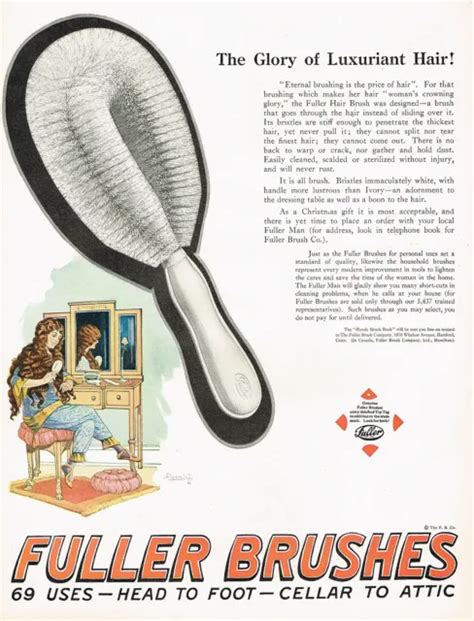1920s Big Original Vintage Fuller Hair Brush Pretty Lady Art Print Ad 3500 Picclick