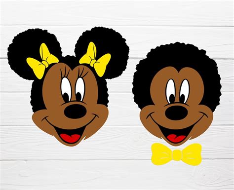 Disney Afro Minnie And Mickey Faces Svg For T Shirts Svg Cut Etsy