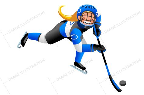 Free download high quality cartoons. Isolated Hockey Vector Girl Player - Image Illustration