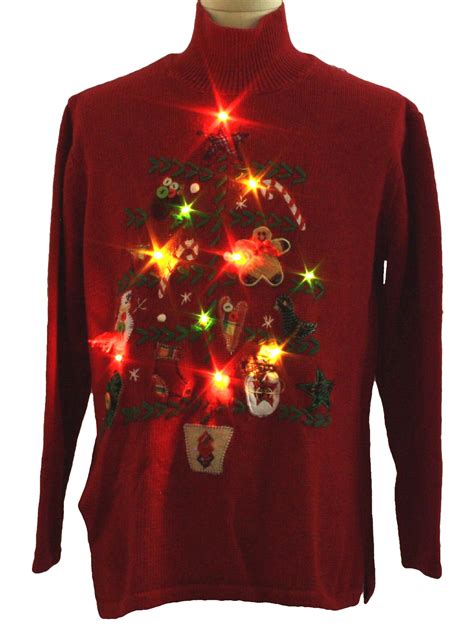 Lightup Ugly Christmas Sweater Holiday Editions Unisex Holiday Red