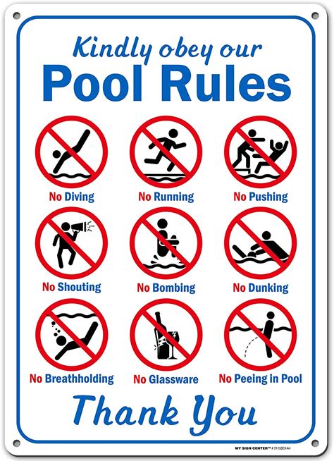 Kindly Obey Swimming Pool Safety Sign Swim At Your Own