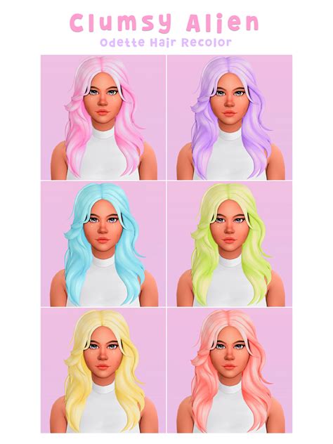 Clumsy Alien Odette Hair Recolor Kawaii Whims Sims Hair Sims 4