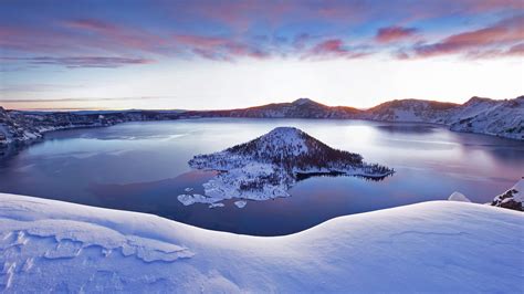 Snow Crater Lake Bing Wallpaper Download