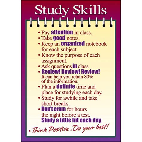 College students have an increase in personal responsibility and a lot less external structure. Study Skills ARGUS Poster - T-A63125 | Trend Enterprises Inc. | Posters,Miscellaneous