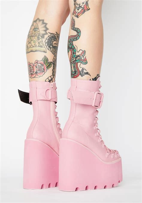 Sugar Thrillz Light Pink Traitor Boots Dolls Kill