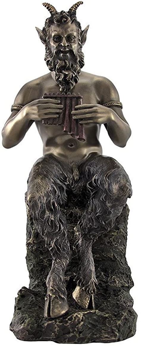 Pan Playing Flute Statue Greek Mythology Faun Bronze Finish Etsy