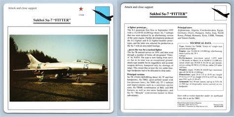 Sukhoi Su 7 Fitter Attack Warplanes Collectors Club Card