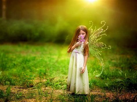 Girl Butterfly Grass Fantastic Abstract Cute Fantasy Butterfly