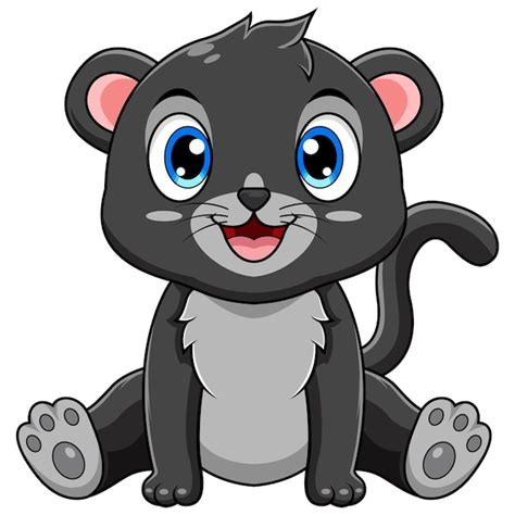 Premium Vector Cute Baby Black Panther Cartoon Sitting