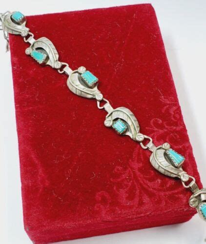 Handmade Zuni Turquoise And Sterling Bracelet By Amy Locaspino Ebay