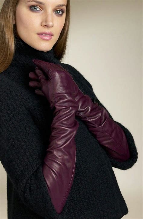 Burgundy Opera Gloves Leather Gloves Fashion Glamour Gloves Leather