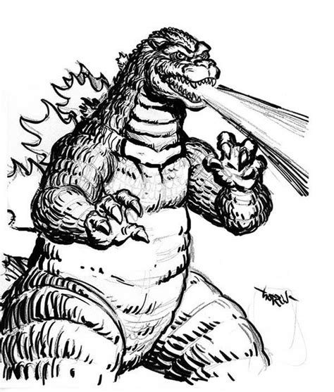 Godzilla went up on a building. Printable Godzilla Coloring Pages