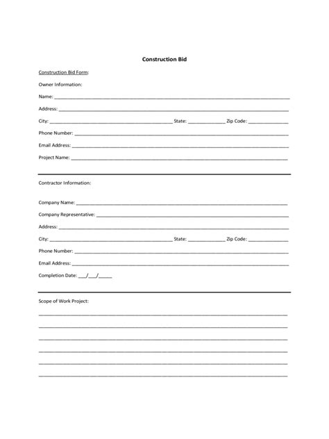 Construction Bid Template 3 Free Templates In Pdf Word Excel Download