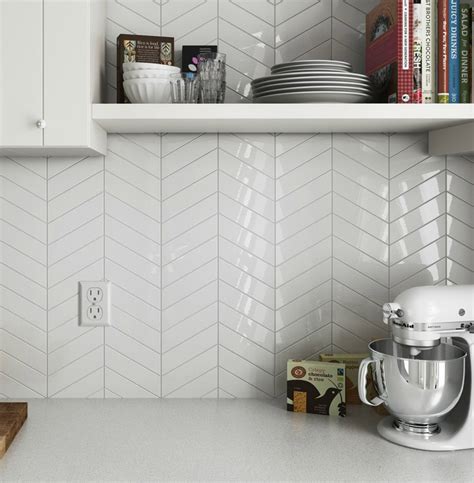 Here's a roundup of tiles that read classic kitchen white above: Chevron 2" x 9" White Ceramic Tile Sale