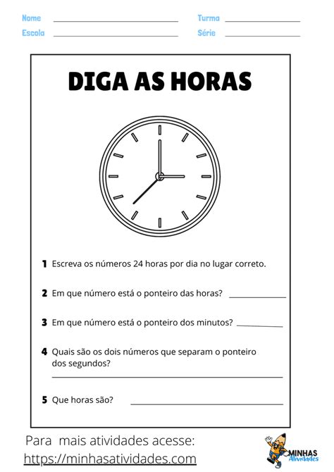 Atividades Horas 1 Ano