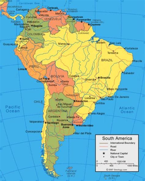 Mapa De América Del Sur Mapa Político Y Físico
