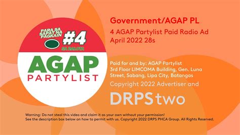 Agap Partylist Paid Radio Ad April S Youtube