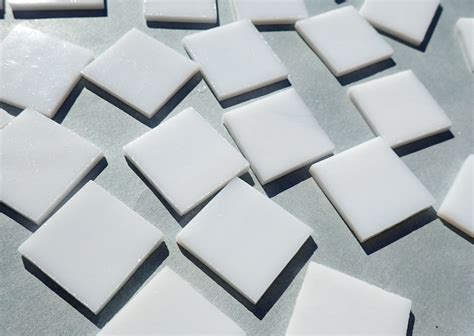 Snow White Glass Mosaic Tiles Squares 78 Half Pound Of Stained