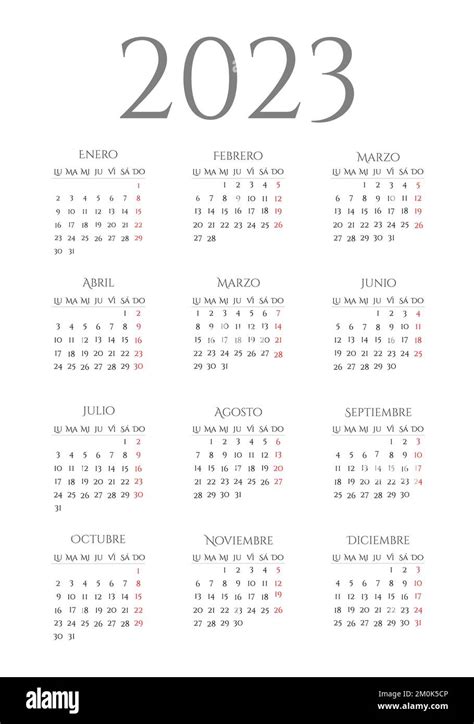 2023 Calendario Español Imágenes Vectoriales De Stock Alamy