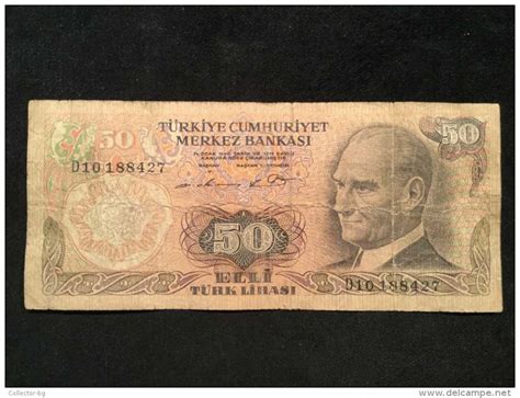 RARE 50 ELLI TURK LIRASI TURKEY CUMHURIEYET MERKEZ BANKASI For Sale